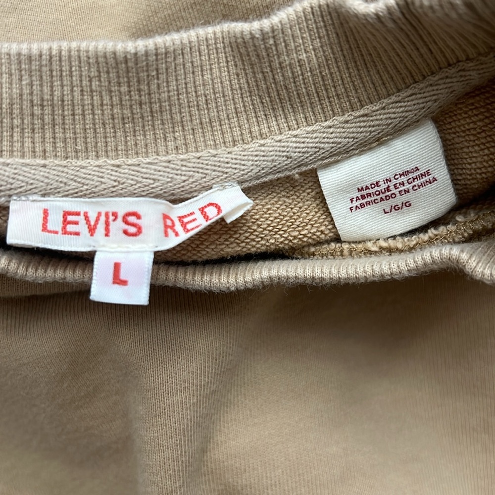 Levi's Red Collection Tan Crewneck Logo Sweatshirt, Unisex, Large, limited - Picture 11 of 12